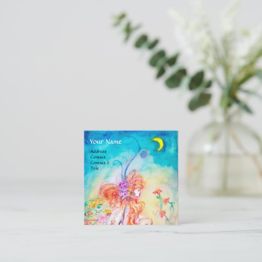 ALTHEA /ピンクお洒落の花モノグラムの妖精 スクエア名刺 (スタンド正面)