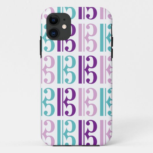 ALTOクレフ、音符記号-紫色およびティール（緑がかった色） Case-Mate iPhoneケース (裏面)