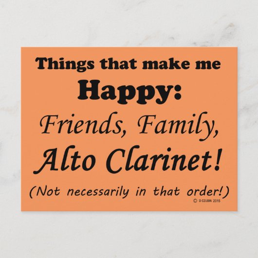 Alto Clarinetが私を幸せにする ポストカード (正面)