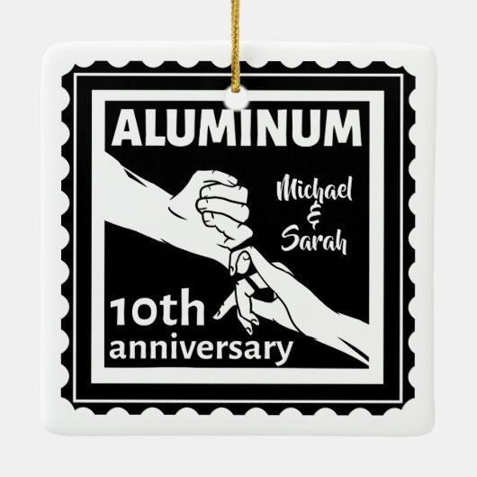 ALUMINIUM 伝統的 10th結婚アニバーサリーギフト セラミックオーナメント (裏面)