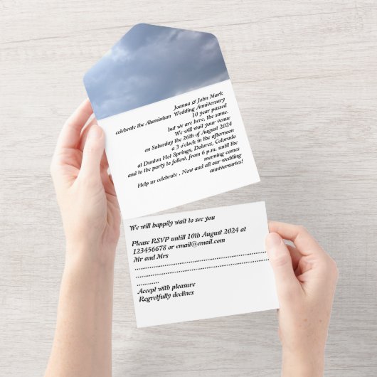 aluminium 10th wedding anniversary invitation   オールインワン招待状 (貼ってはがせる)