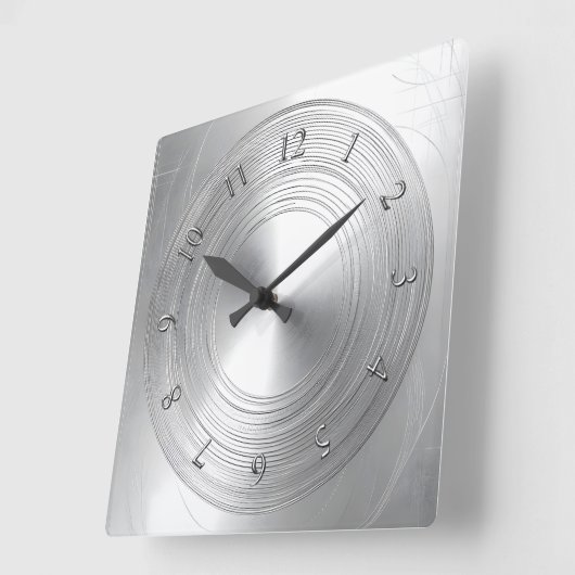 aluminium look スクエア壁時計 (傾斜)