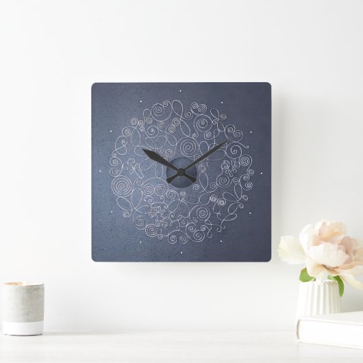 aluminum wire ornaments スクエア壁時計 (ホーム)