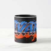 Alvaro Vorname Name Graffiti blue orange Tasse マグカップ (中央)
