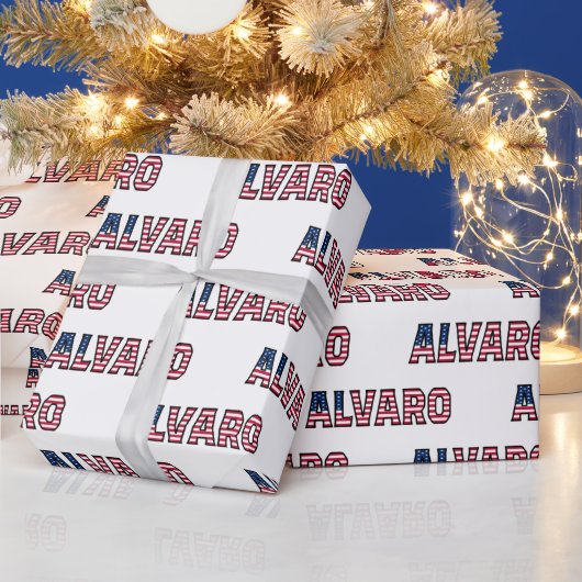 Alvaro Vorname Name USA US Geschenkpapier Papier ラッピングペーパー (クリスマス)