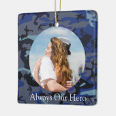 Always パーソナライズされた My Hero Navy Camouflage写真 セラミックオーナメント (左)