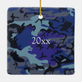 Always パーソナライズされた My Hero Navy Camouflage写真 セラミックオーナメント (裏面)