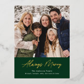 Always メリー Green Minimalist写真 箔シーズンポストカード (正面)