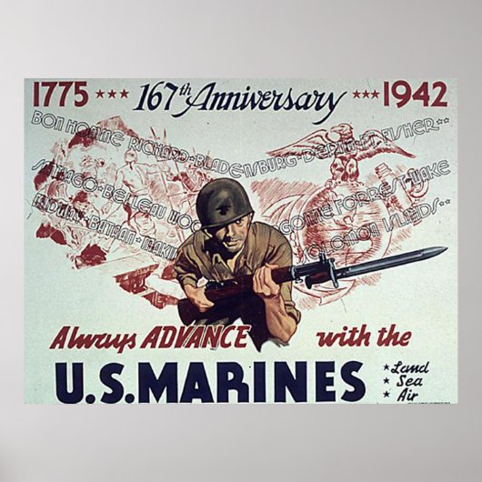 Always Advance With U.S. Marines ポスター (正面)