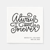 Always and Forever白黒結婚ズ スタンダードカクテルナプキン (正面)