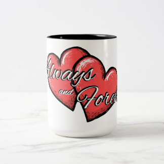 "Always and Forever" Heart Mug ツートーンマグカップ