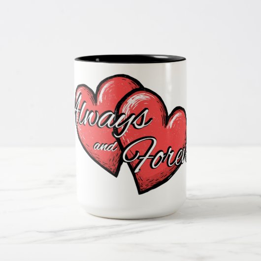 "Always and Forever" Heart Mug ツートーンマグカップ (中央)