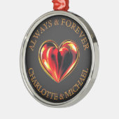 Always And Forever Love Heart Soulmate Name メタルオーナメント (左)