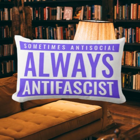 Always Antifascist装飾用クッションはっきりした – 青 ランバークッション