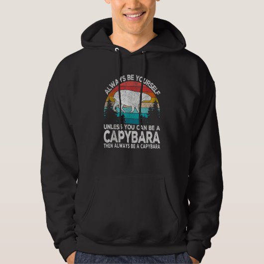 Always Be A Capybara   Capybara Quote Retro パーカ (正面)