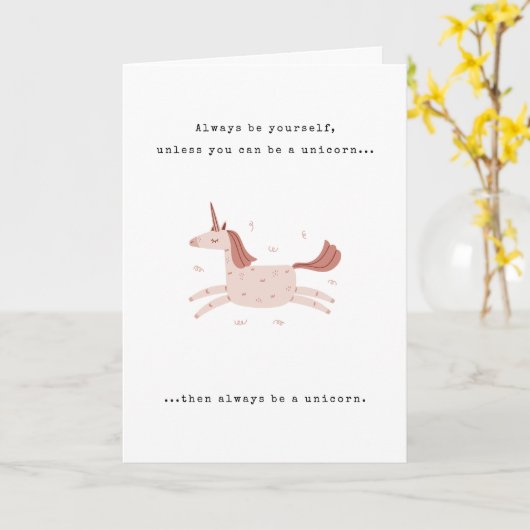 Always be a Unicorn Birthday カード (黄色い花)