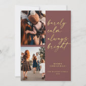 Always Bright金ゴールドスクリプト2フォトクリスマス シーズンカード (正面)