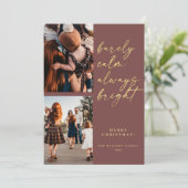 Always Bright金ゴールドスクリプト2フォトクリスマス シーズンカード (スタンド正面)