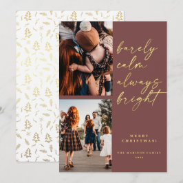 Always Bright金ゴールドスクリプト2フォトクリスマス シーズンカード