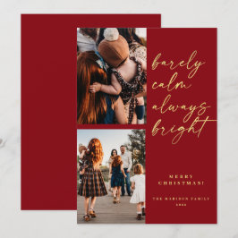 Always Bright Gold Script Photo Red Christmas シーズンカード