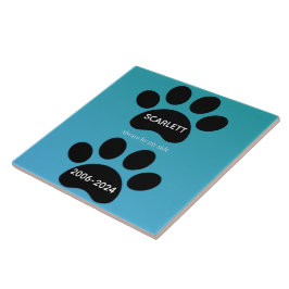 Always By My Side Teal Blue Paw Print Tribute タイル