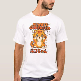 Always Confused – Cute Kawaii Cat Tシャツ