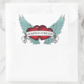 Always & Foreverロカビリー翼ハート 長方形シール (バッグ)