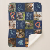 Always & Foreverロマンチックハートネイビーカスタムフォト シェルパブランケット (正面)