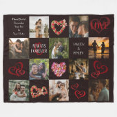 Always & Foreverロマンチックハートブラックカスタムフォト フリースブランケット (正面(横))