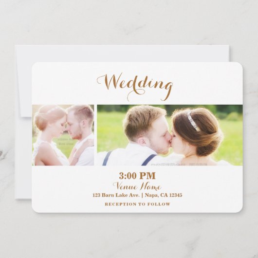 ALWAYS & FOREVER金ゴールド結婚の4枚の写真 招待状 (裏面)