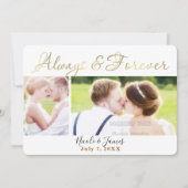 ALWAYS & FOREVER金ゴールド結婚の4枚の写真 招待状 (正面)