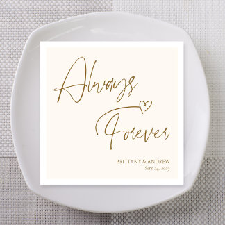 Always & Forever シャンパンゴールド スタック体 結婚式 スタンダードカクテルナプキン