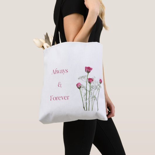 Always & Forever Floral Romantic Anniversary  トートバッグ (クローズアップ)