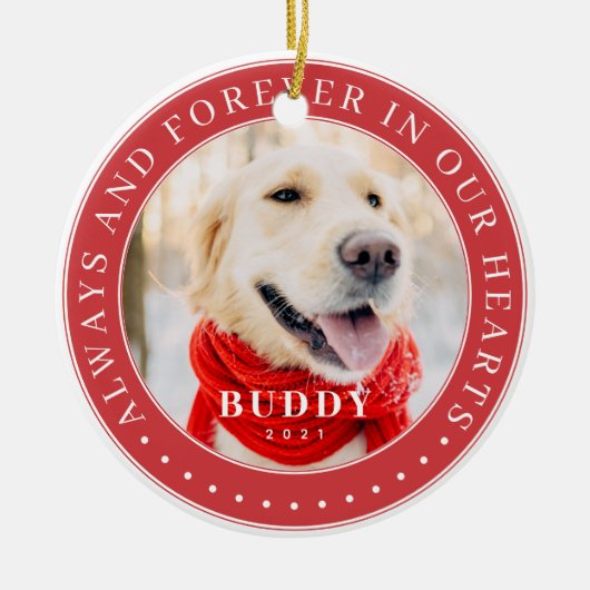 Always & Forever in ourハートメモリアルPet写真 セラミックオーナメント (正面)