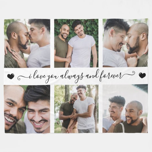 Always & Forever Modern 6 Photo Collage フリースブランケット (正面(横))