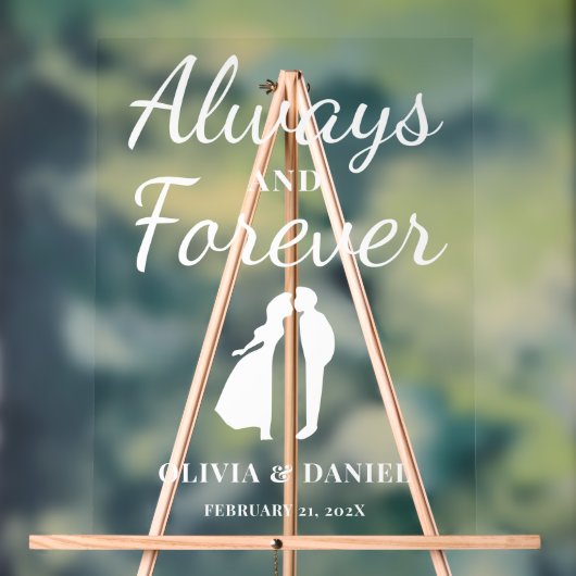 Always & Forever Personalized Wedding Welcome アクリルサイン (ニュートラル)