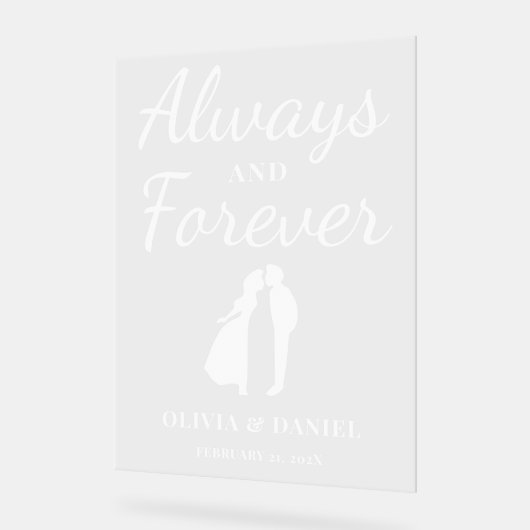 Always & Forever Personalized Wedding Welcome アクリルサイン (傾斜)