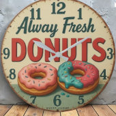 Always fresh donuts sweet kitchen shop ラージ壁時計