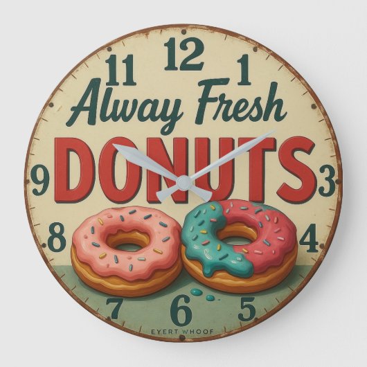  Always fresh donuts sweet kitchen shop ラージ壁時計 (正面)