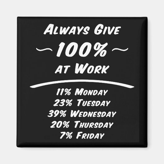 Always Give 100% Work Humor Magnet マグネット (正面)