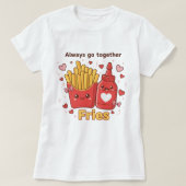 "Always Go Together" Cute Fries and Ketchup Kawaii Tシャツ (デザイン正面)