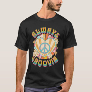 Always Groovinレトロ60sヴィンテージヒッピースタイルPeac Tシャツ