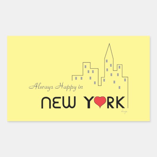 Always Happy in New York 長方形シール (正面)