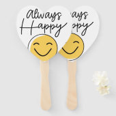 "Always Happy" Smiley Face Hand Fan - Fun Celebrat ハンドファン (正面&裏面)