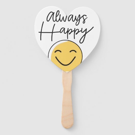 "Always Happy" Smiley Face Hand Fan - Fun Celebrat ハンドファン (正面)