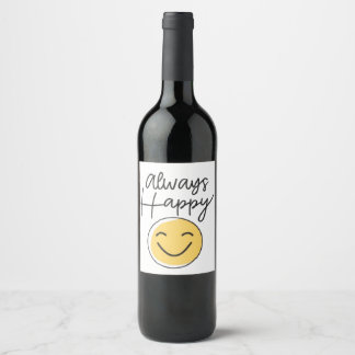 "Always Happy" Smiley Face Wine Label - Joyful ワインラベル