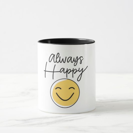 "Always Happy" Two-Tone Coffee Mug - Positive Vibe マグカップ (中央)