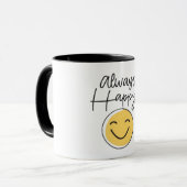 "Always Happy" Two-Tone Coffee Mug - Positive Vibe マグカップ (正面左)