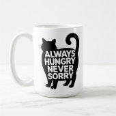 Always Hungry Never Sorry Fat Black Cat Humor コーヒーマグカップ (左)