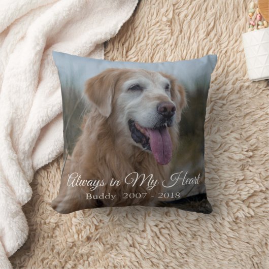 Always in Myハートドッグフォト悔やみや弔慰メモリアル クッション (ブランケット)